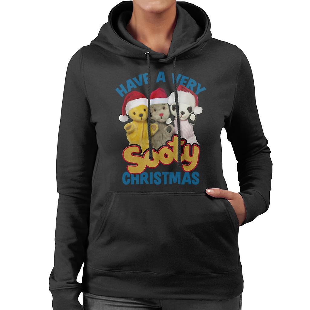 Sooty Christmas Have A Very Sooty Christmas Blue Text Women's Hooded Sweatshirt