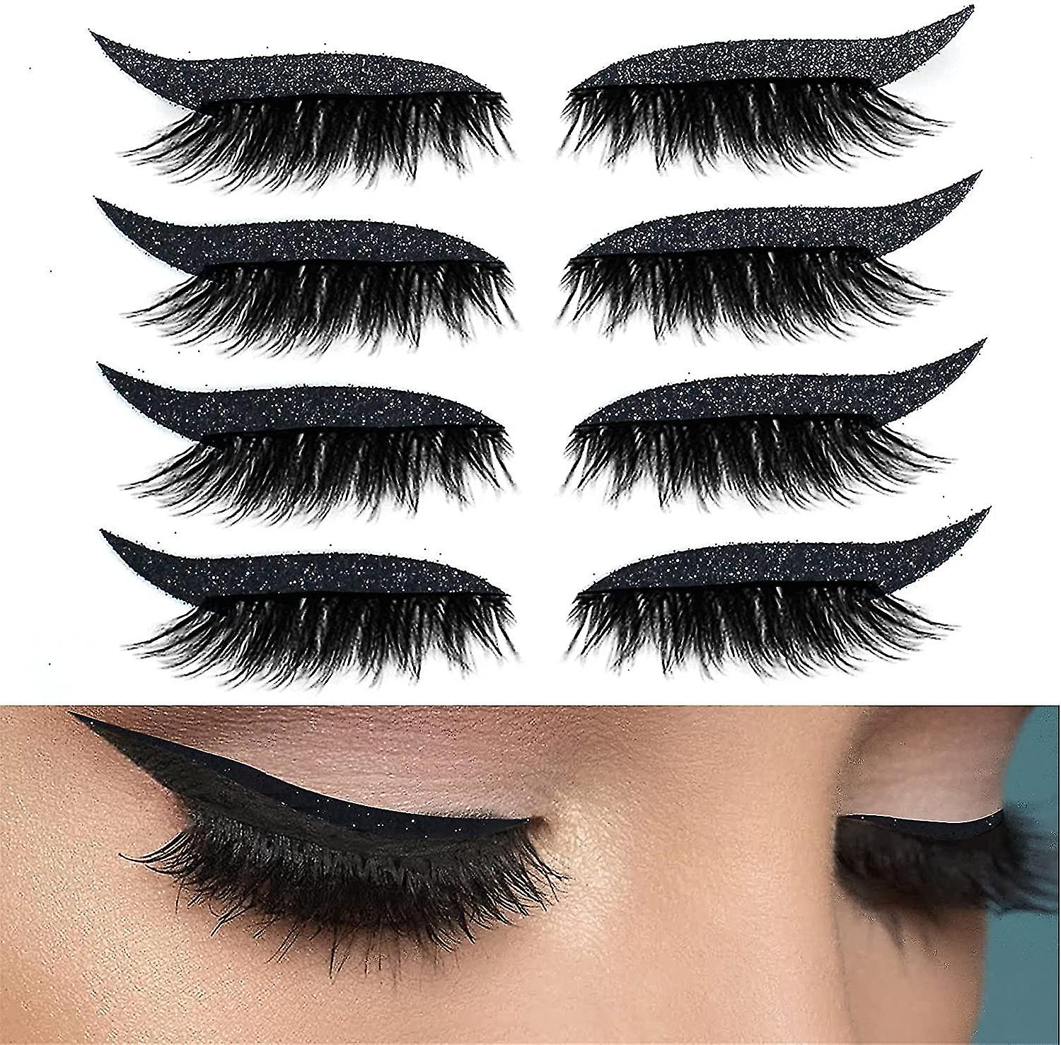 4 Pair Reusable Eyelash Stickers Glitte Eyeliner Invisible Tape Self Adhesive Makeup Tool