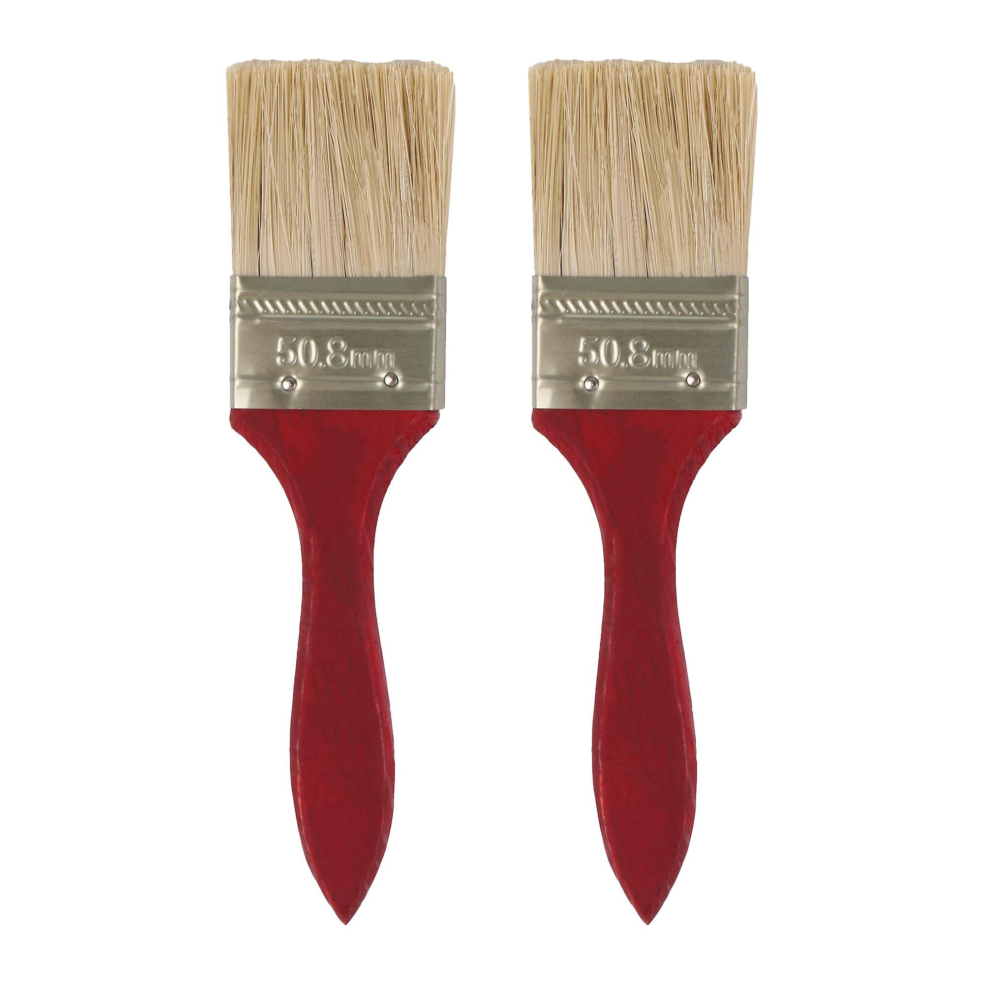 2x Flat Chip Paint Brushes w/ Red Handle for Furniture & Wall Trim 2Inch