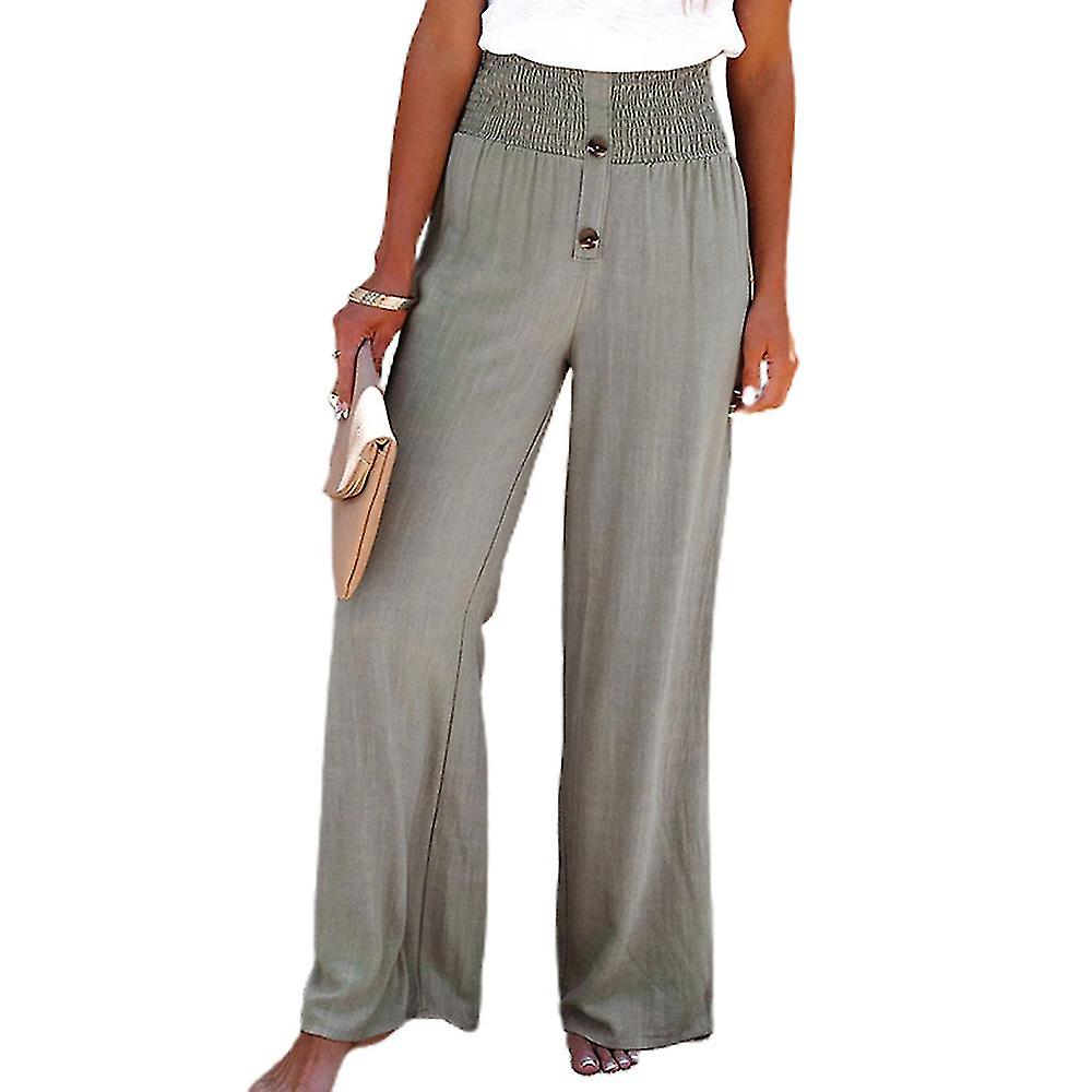 Frauen Elastische Taille Hose Weites Bein Freizeithose