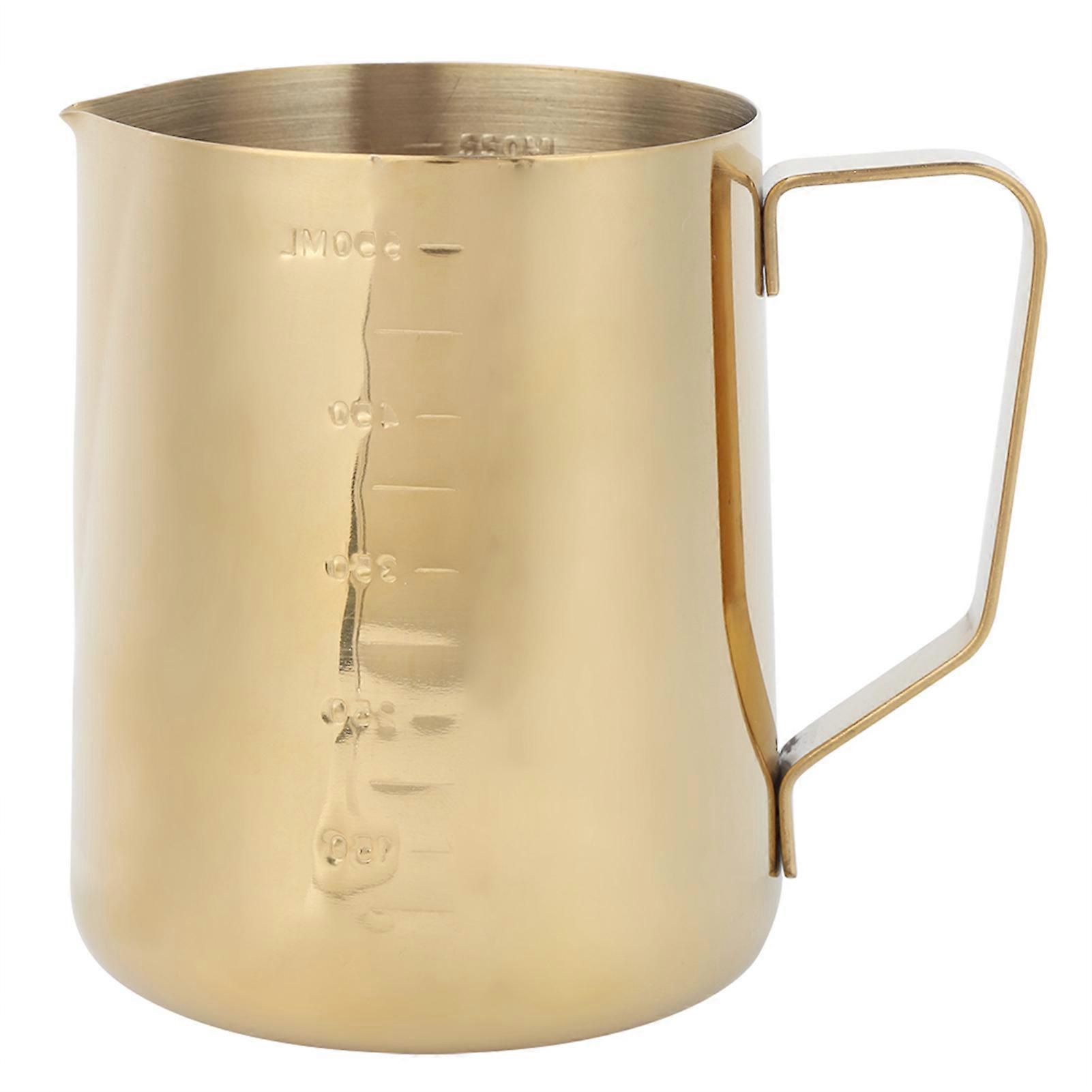 Stainless Steel Milk Frothing Pitcher with Scale for Home, 600ml, Gold