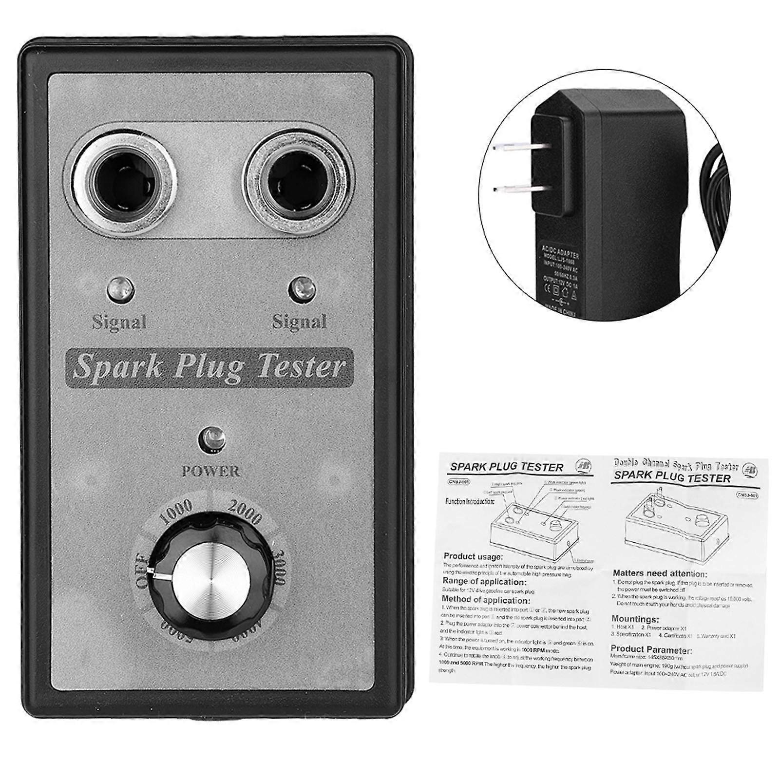 Dual Hole Car Spark Plug Tester Ignition Plug Analyzer Diagnostic Tool 100~240V NO.23430