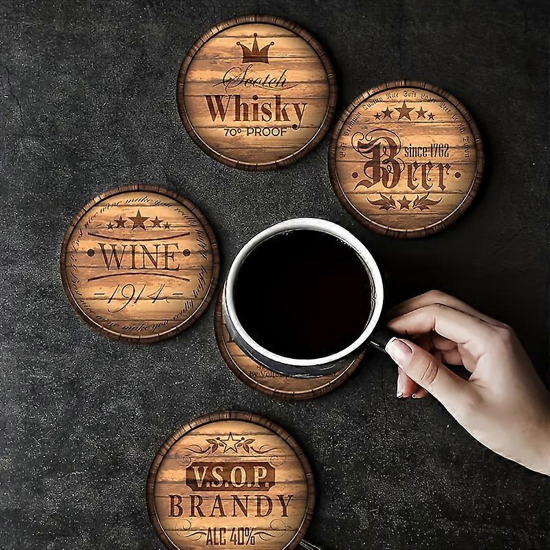 6ピース木製コースター - コーヒーカップなど用の耐熱性、装飾的なテーブルマット - 家庭、オフィス、キッチン、レストランでの使用に最適 - 理想的