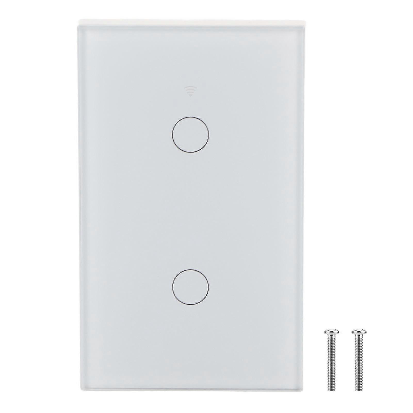 WiFi Touch Screen Switch Single Circle for Alexa Google 2?Way AC 90?250V (White US Plug)