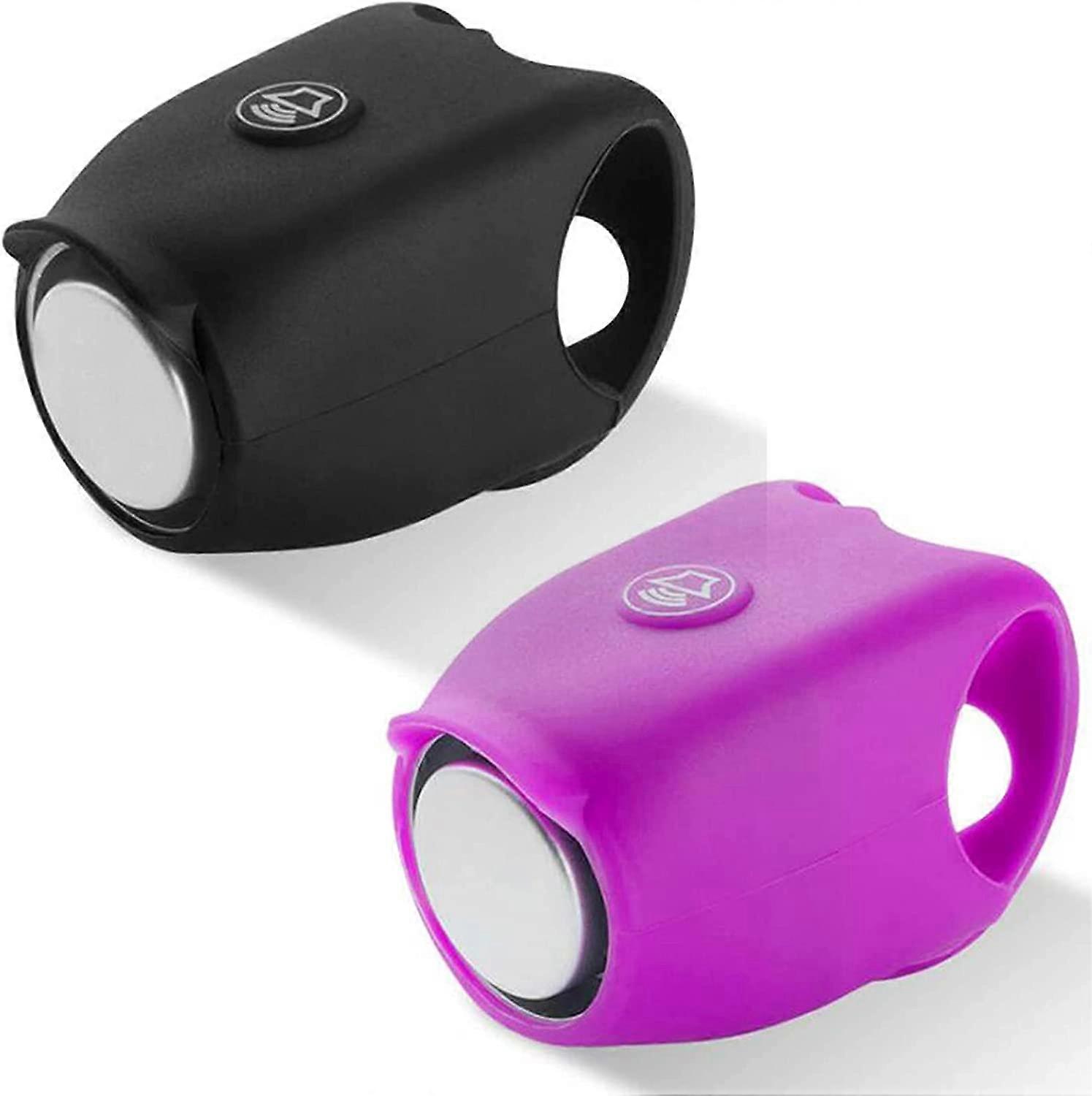 Super Bike Horn 120Db, Super 120 Db Bicycle Horn, High-End Loud Cycling Horn Rainproof Bicycle Handlebar Bell Silicone Shell 6 Sound Modes (Black+Purp