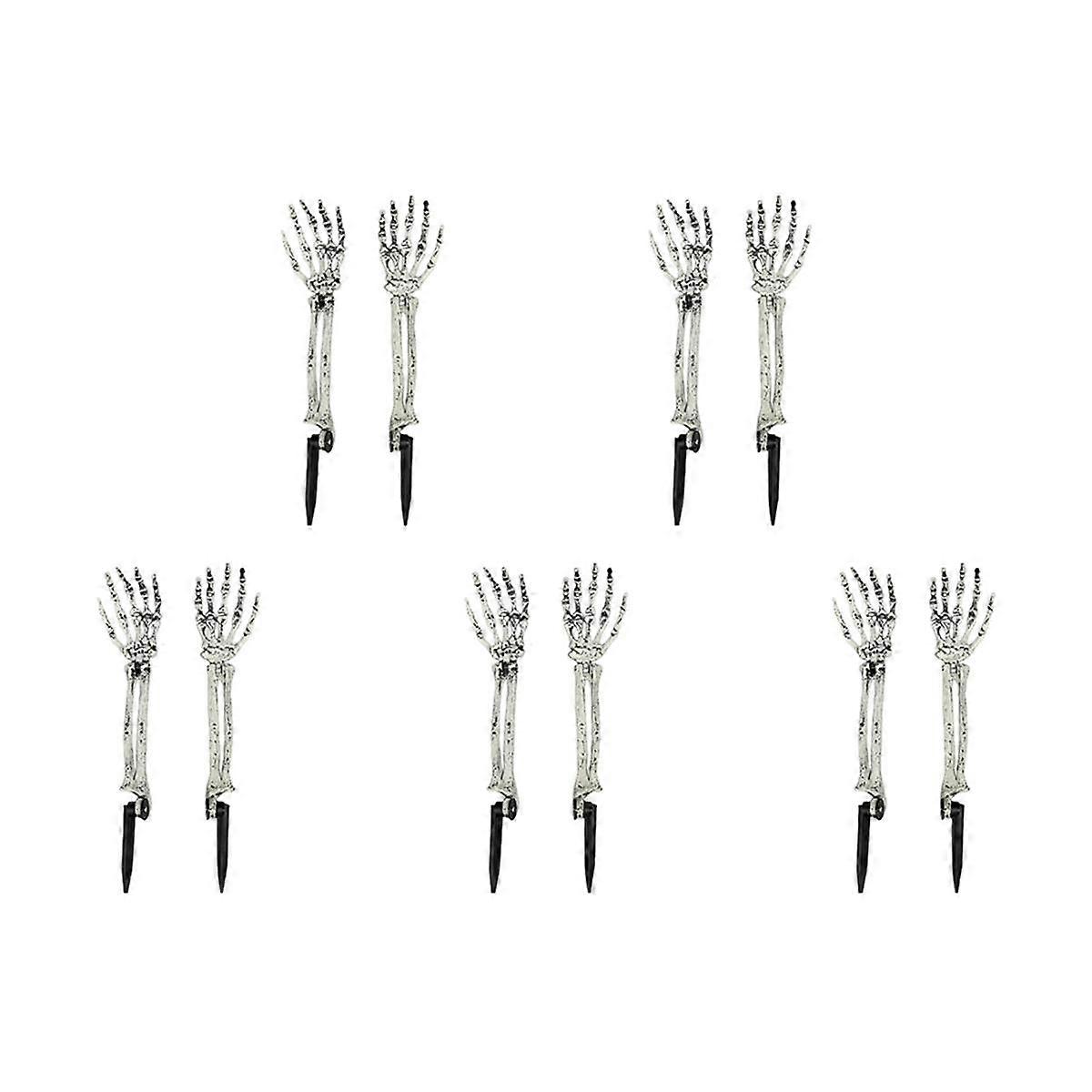 10 PCS Halloween Skeleton Decorations White Realistic Skeleton Stakes Skull Arm Yard Sign Halloween Decoration