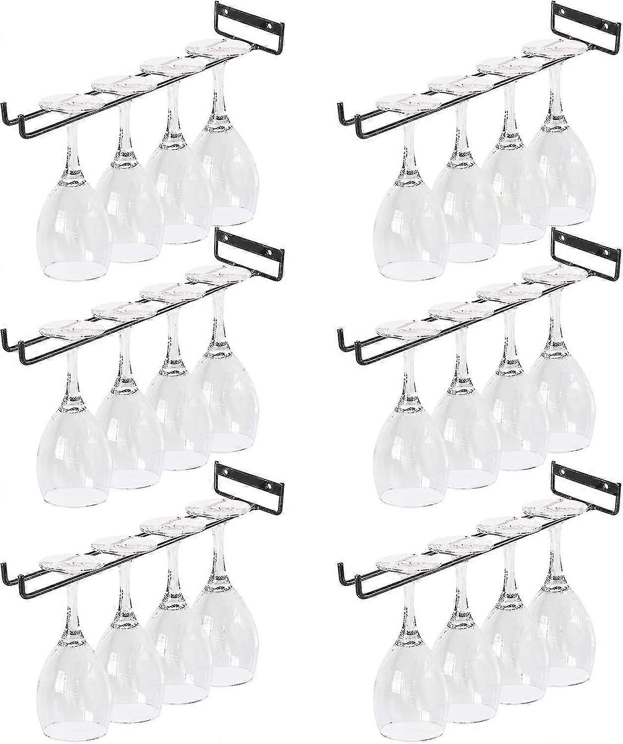 KINCJON מארז 6 מתלה זכוכית יין, מתלה יין מותקן על הקיר, מדף 11 "מעמד תצוגה לכוסות יין, מחזיק זכוכית יין תלוי מתכת נהדר לבר ומטבח, B