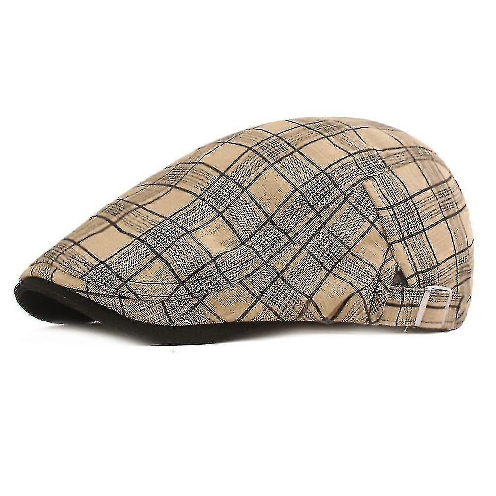 Hmwy-plaid Beret Men's Summer Thin Breathable Sun-shading Flat Cap