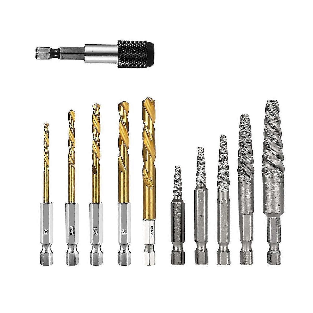 Screw Extractor Set, 11 Pieces Easy Out Bolt Extractor Set, Reverse Drill Bit Extractor Set For Rem