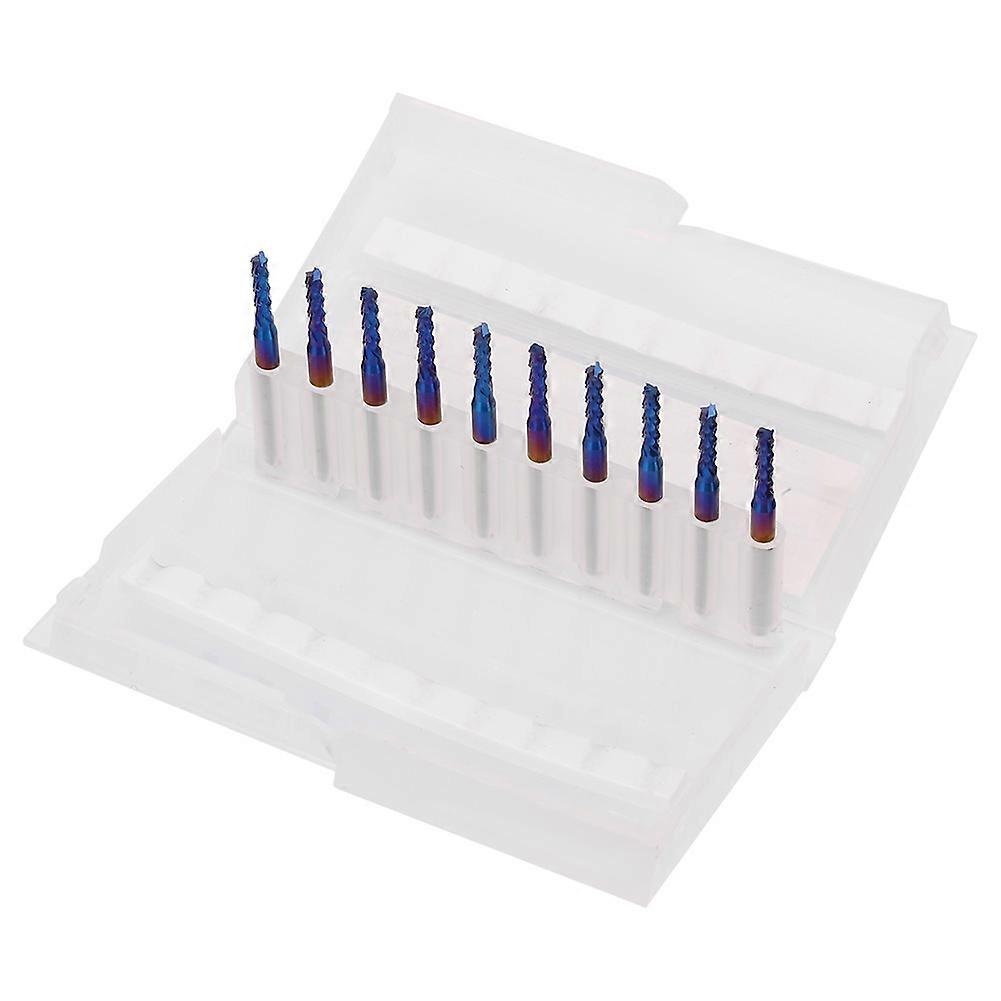10pcs Carbide Spiral End Milling Cutter Blue Coated CNC Router Bit For Engraving Machine(2.5mm)