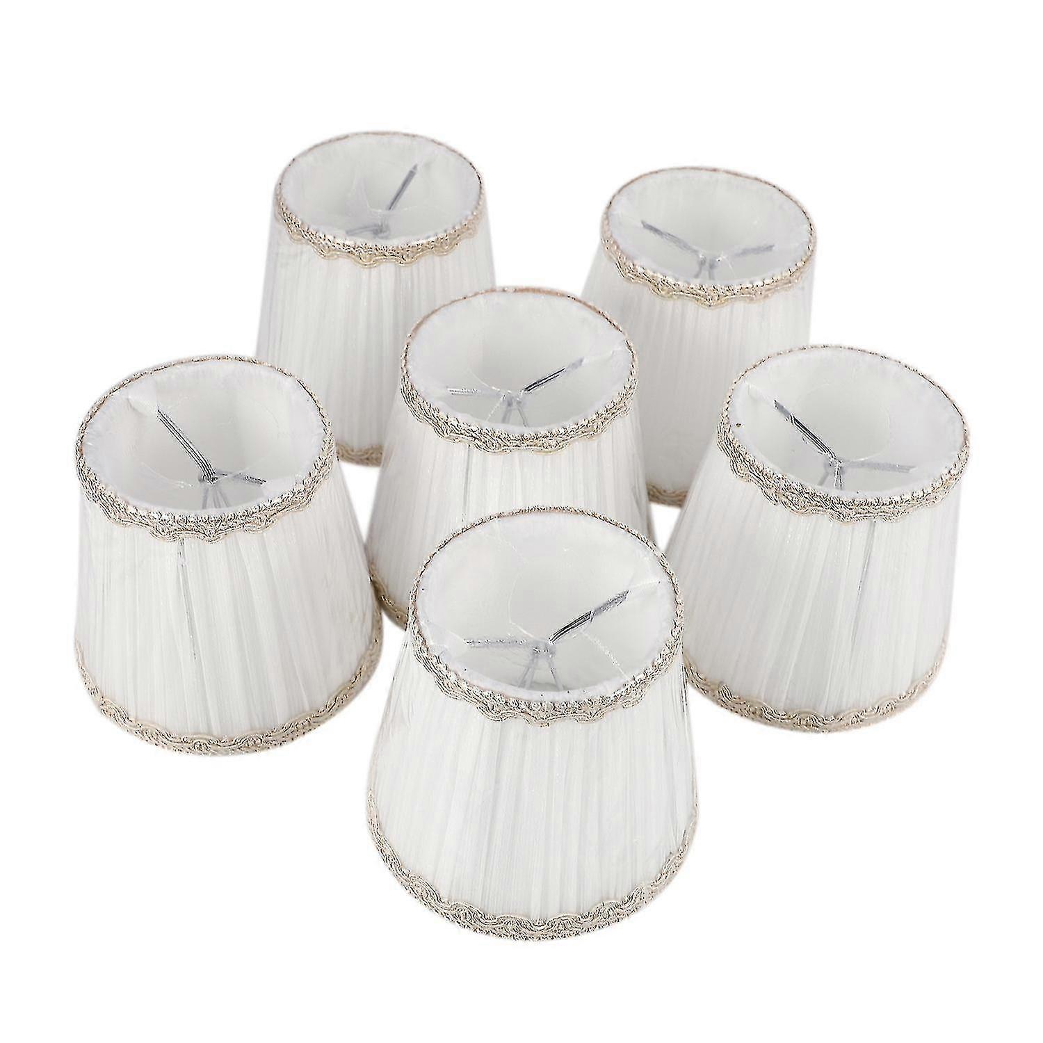Chandelier Shades,only For Candle Bulbs,clip-on Fitter Lamp Shades,set Of 6, White-dwdz