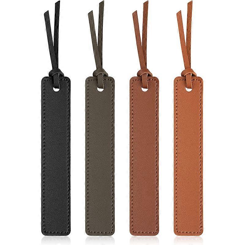 4 Pcs Leather Bookmark, Classic Stitched Bookmark