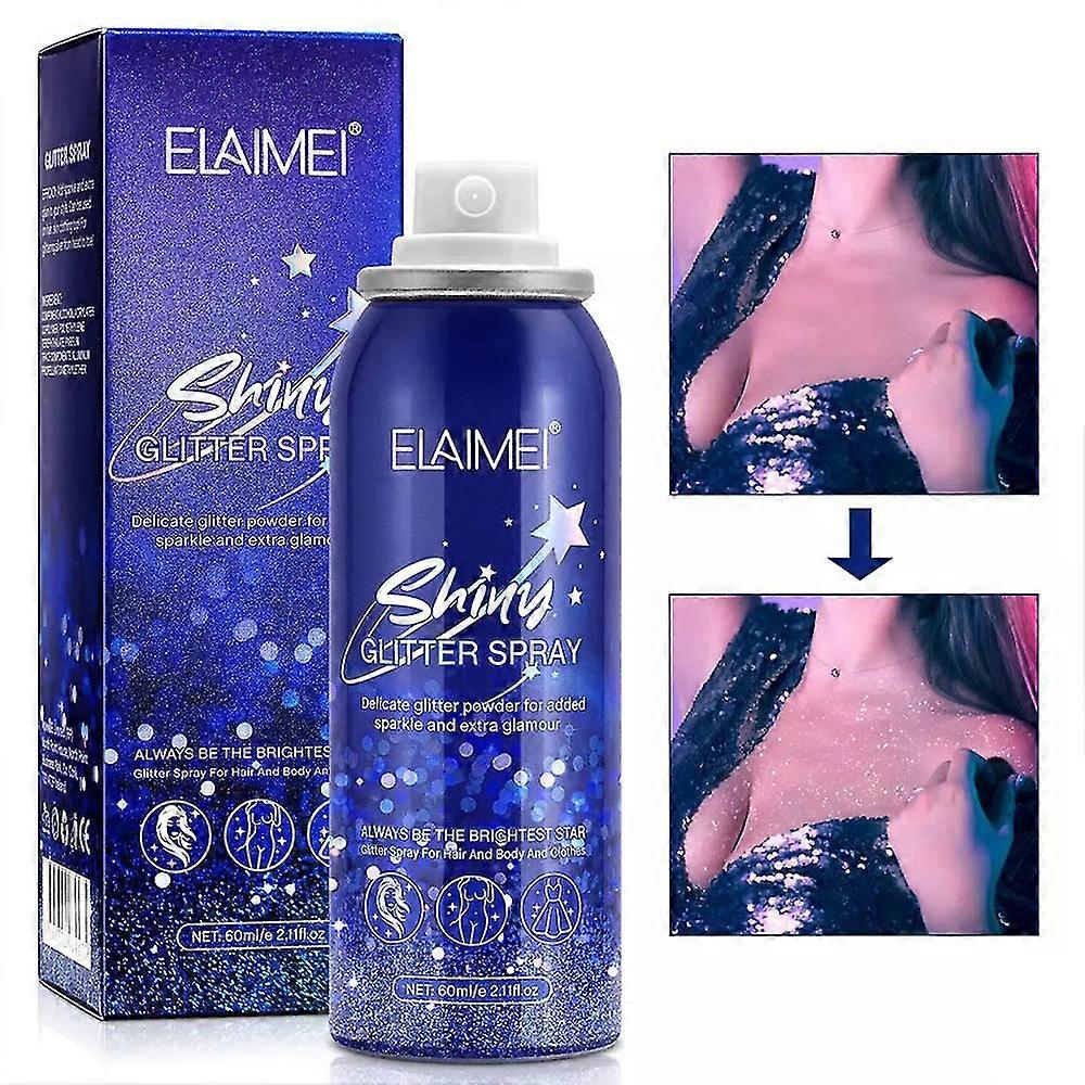 60ml Shiny Glitter Spray Glitter Spray For Body Hair Clothes Quick-drying Body Shimmery Sparkle Spray For Nightclub Party Stage