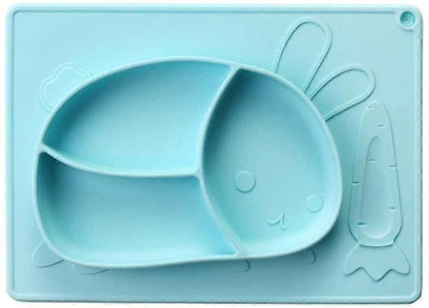 Rabbit Silicone Plate With Built-In Placemat For Toddlers - Bpa Free 3 Grid Divided Feeding