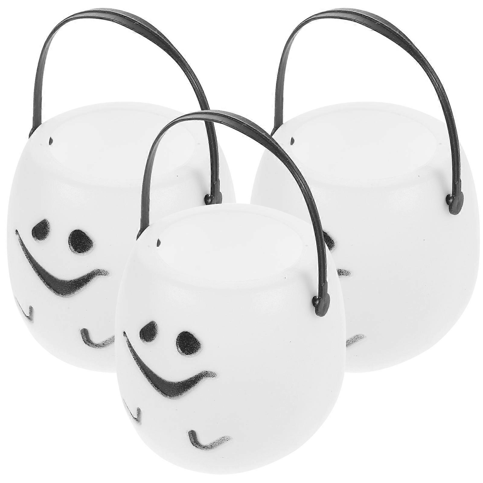 3pcs Pumpkin Buckets Halloween Candy Holders Handheld Plastic Candy Container