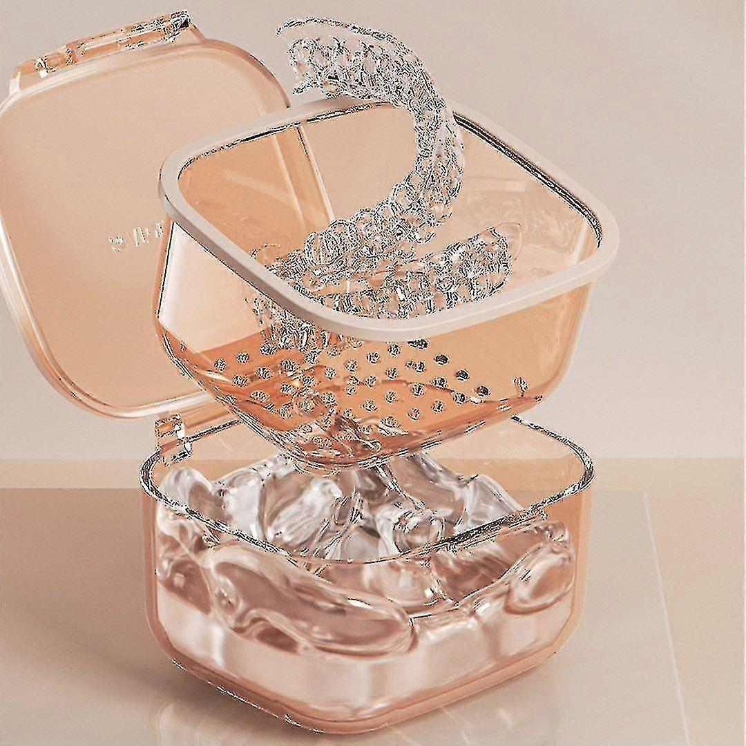 Denture Bath Case Cup Box Holder Storage Soak Container With Strainer, Denture Cup, Retainer Case, False Teeth Storage Box Holder
