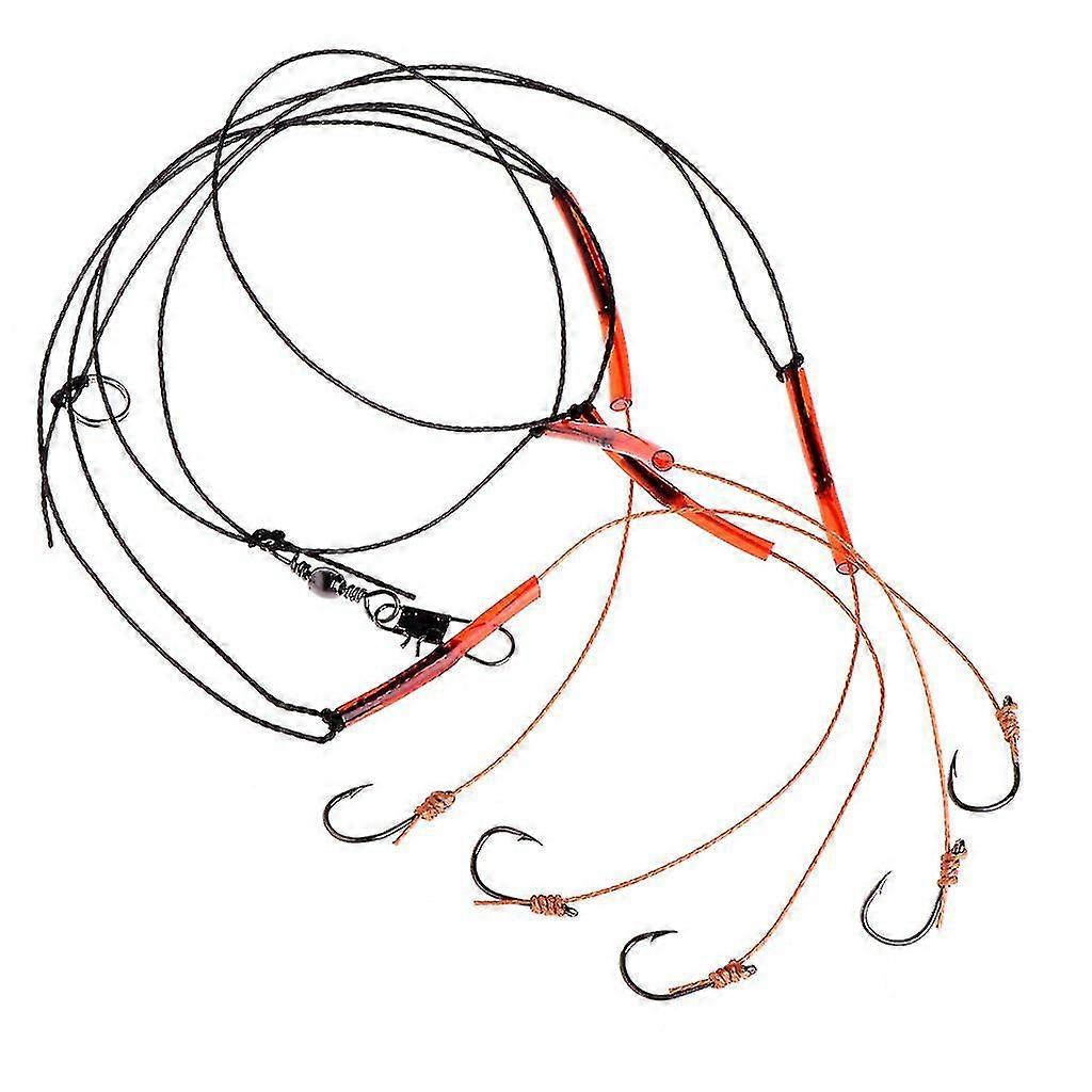Stainless Steel Fishing Tackle Lures String Rigs Swivel Fishhooks With 5 Hook