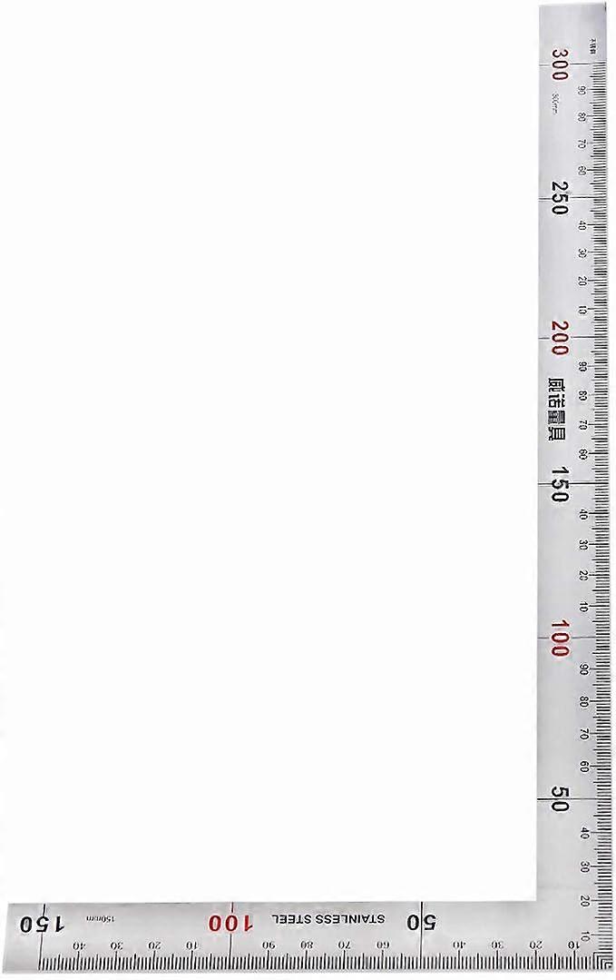 Stainless L-shaped 90 Degree Square Ruler Double Sided Metal Ruler 150 x 300 mm