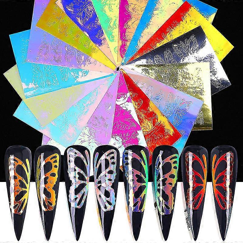 Pack de 16 Nail Art Stickers Butterfly Pattern