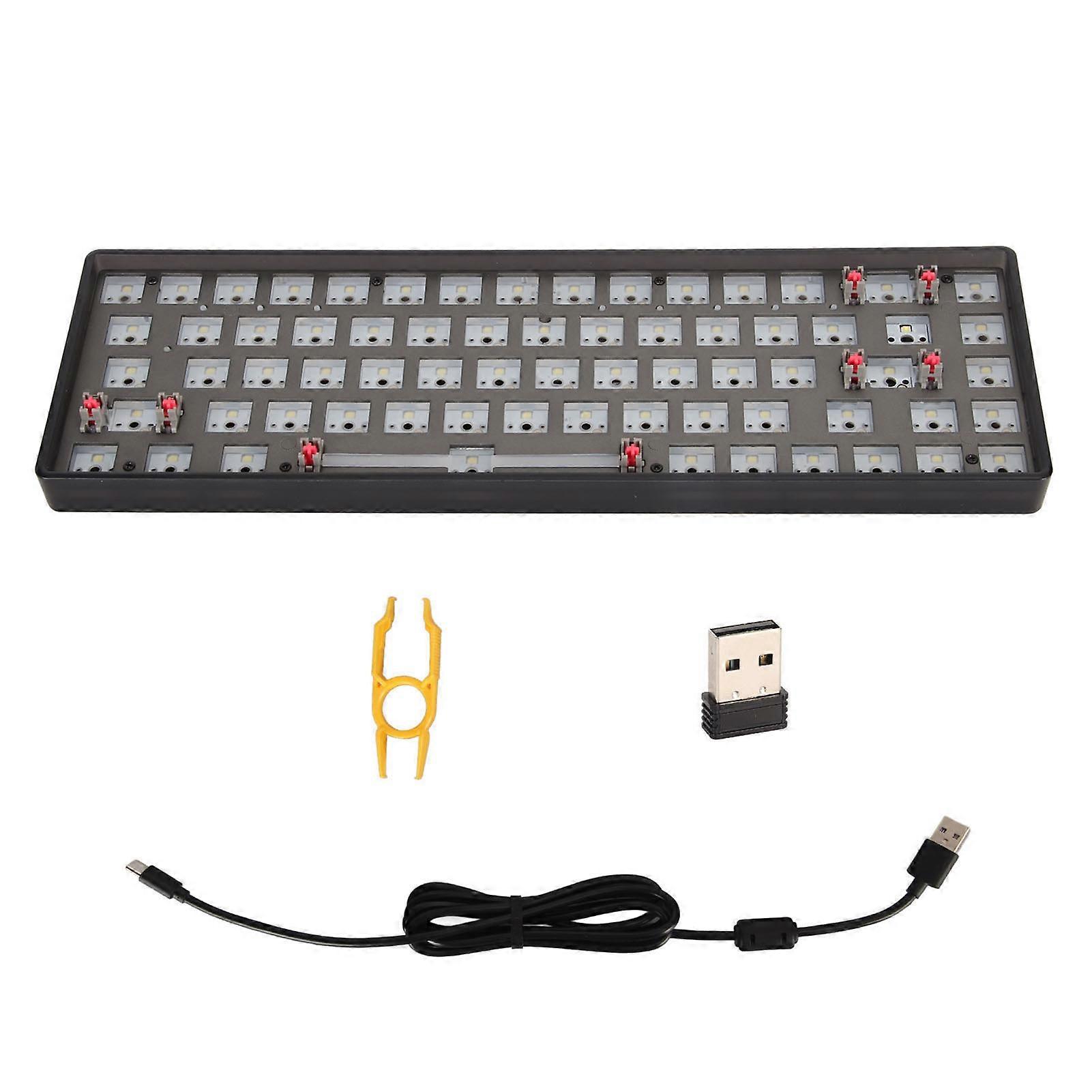 Mechanical Keyboard Kit 68 Keys 2.4G BT Wired Mode 65% Layout Hot Swap Custom Gaming Keyboard for DIY Replacement Black YEMMA