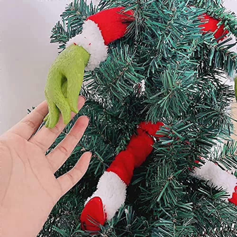 Funny Green Elf Christmas Tree Topper - Adjustable Arm For Holding Ornaments, 12x10.3 Inch