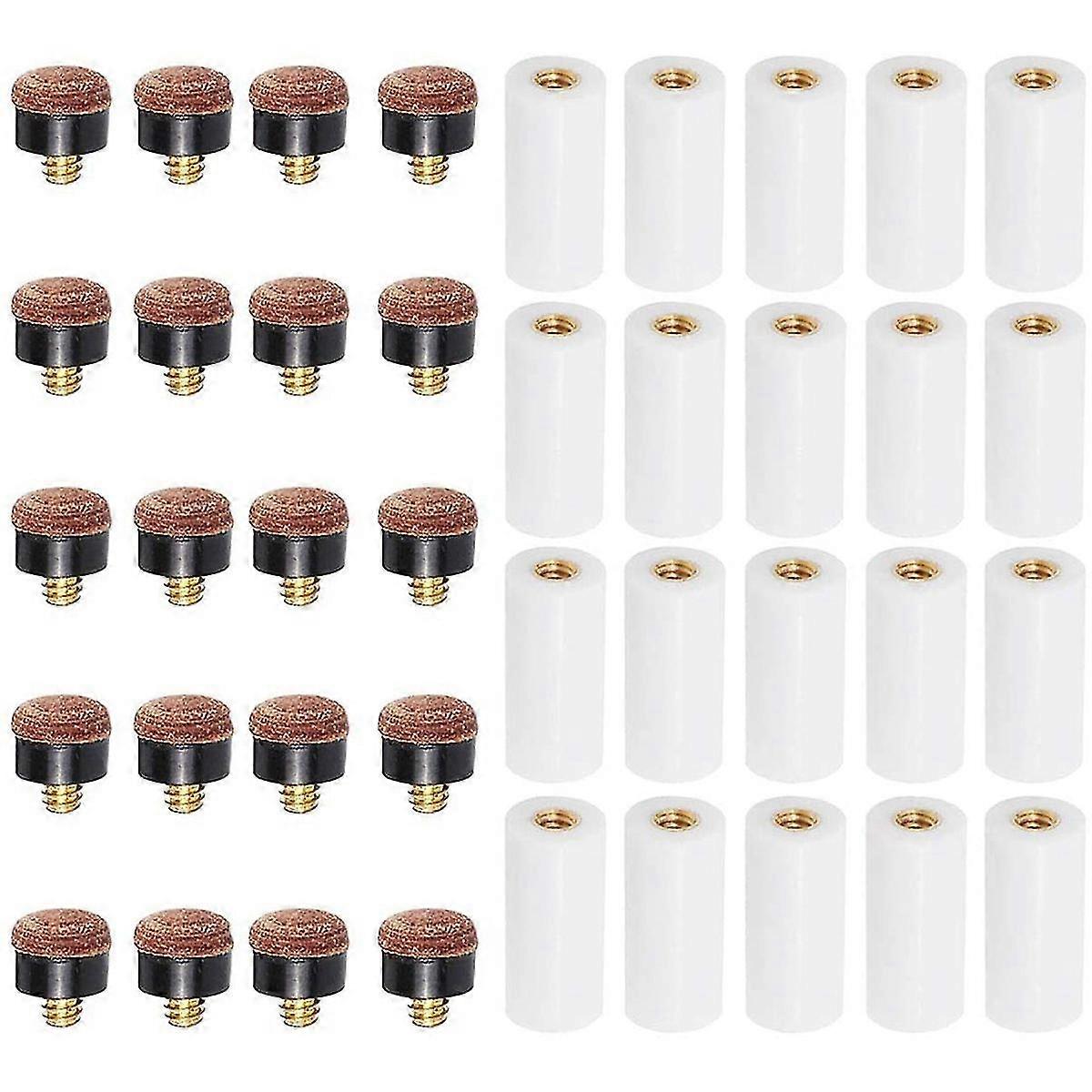 20sets Billiard Cue Tips With Pool Cue Stick Ferrules 12mm Billiard Screw-on Tips Replacement For N