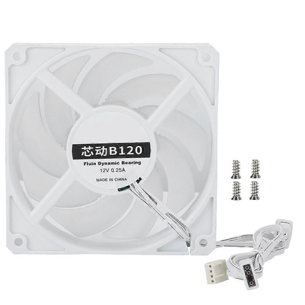 B120 12CM Cooling Fan Silent Cooler 77CFM 2400RPM CPU Radiator for Desktop Computer 12VWhite