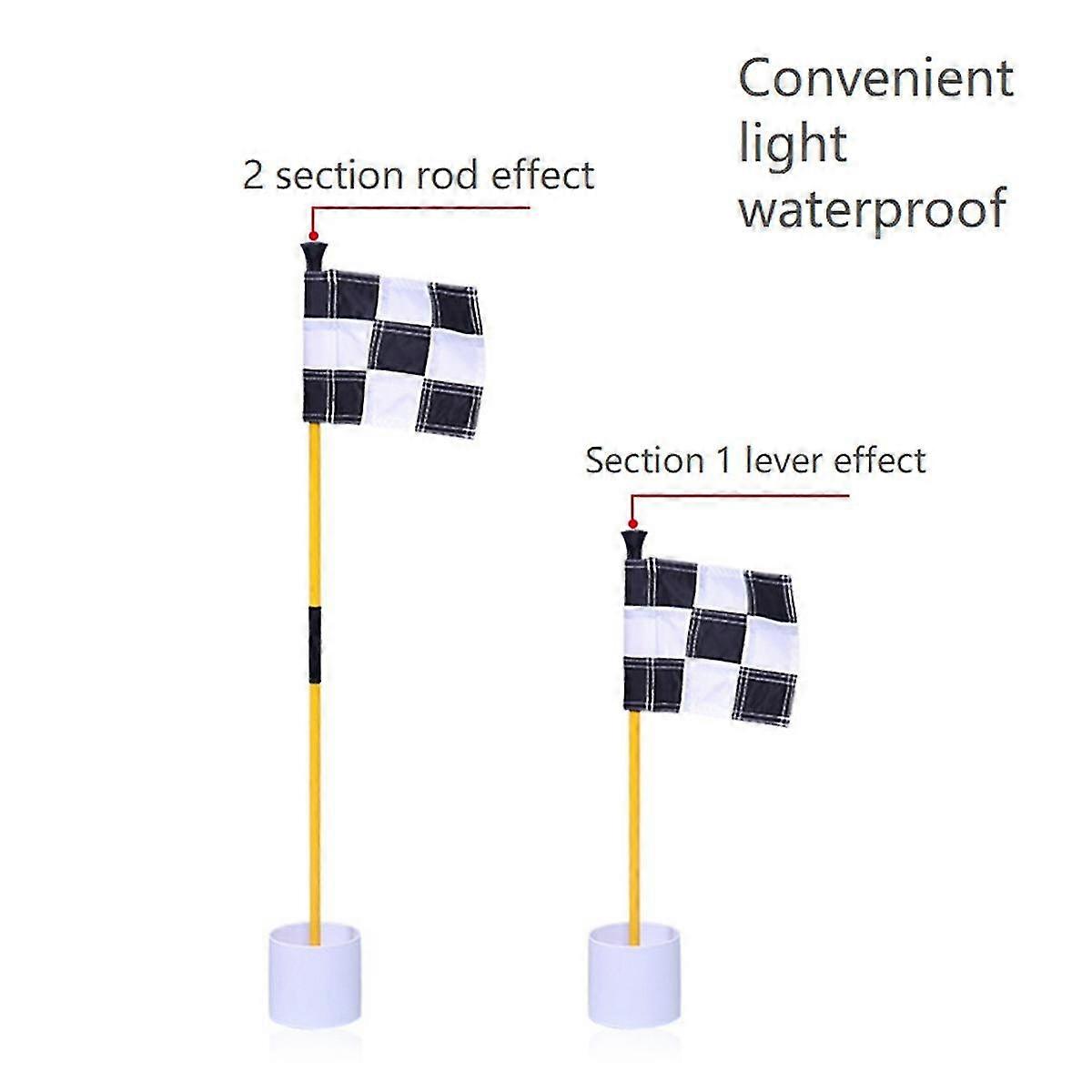 Noir et jaune Golf vert drapeau, coloré à deux sections damier vert cible trou coupe mât, fournitures de golf