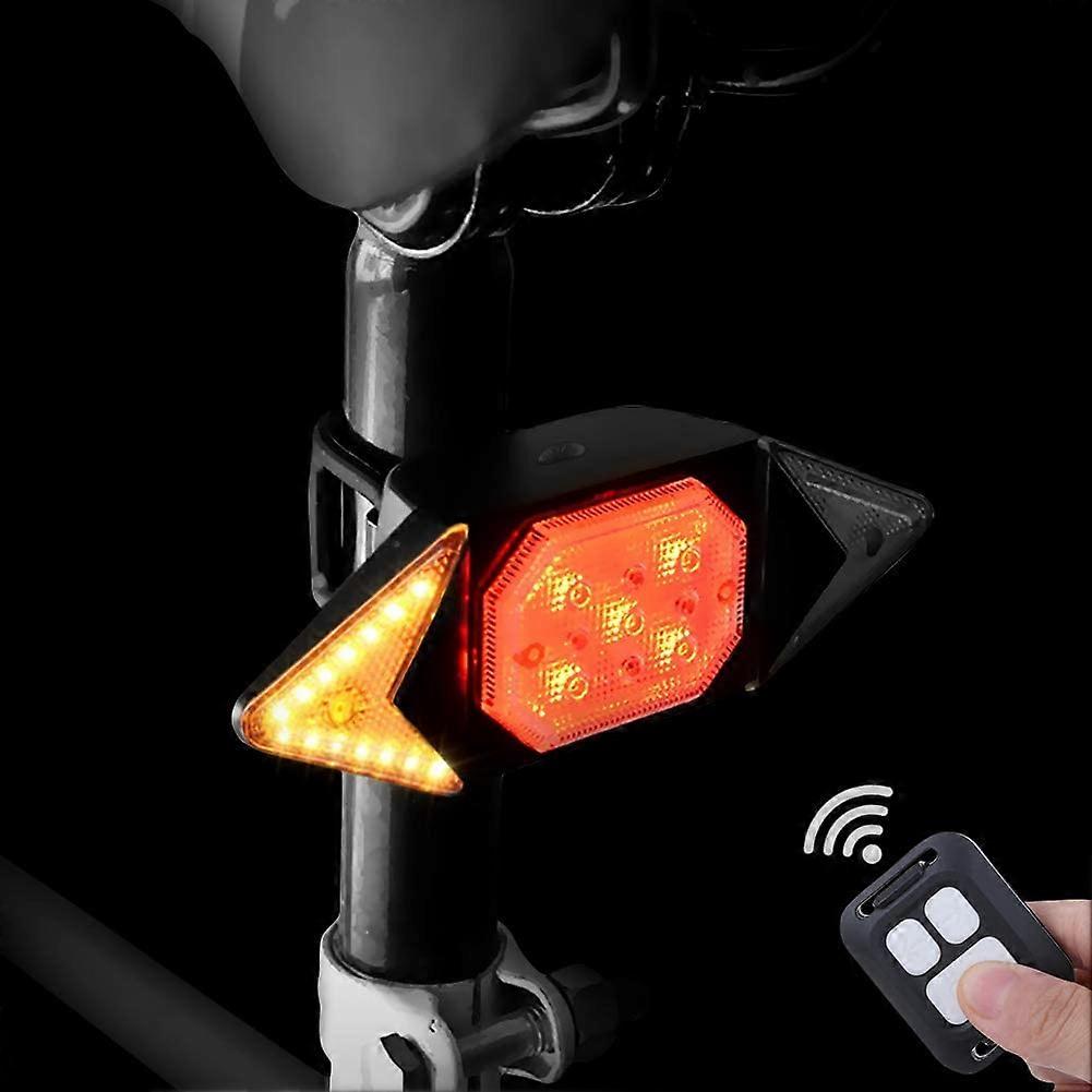Bicycle Flashing Light with Remote Control Wireless Tail Light with Turn Signal for Cyclists Strobe Light Safety Warning 5 Light Modes