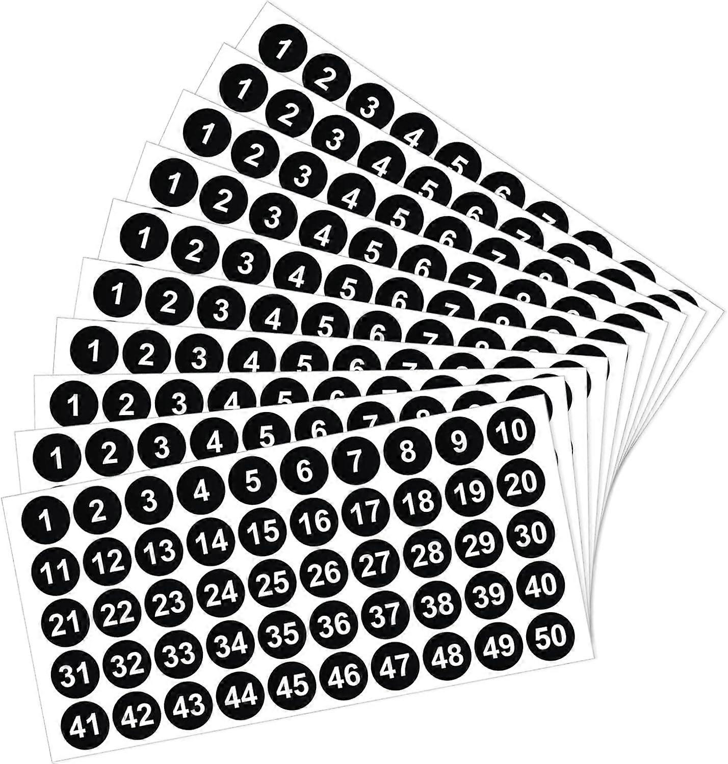 500Pcs Vinyle Numéro Autocollants - autocollants autocollants numérotés imperméables pour le tri et l’organisation des stocks (noir, 1 pouce)