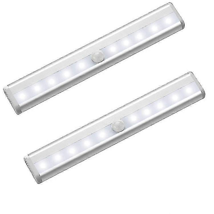 2pcs 10 Led Motion Sensor Lights Magnetic Under Cabinet Lights Strip