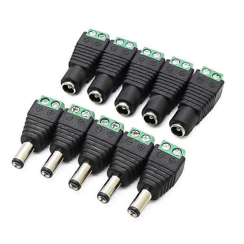 10Pcs DC Power Connector Male/Female Plug 12V Jack Socket Adapters, for CCTV Camera DVR Security System LED Light Socket