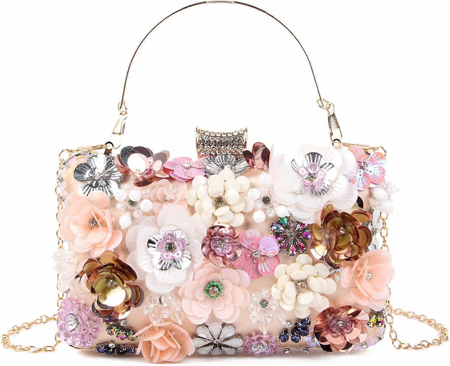IFENG Floral Femme Sacs à main de soirée coloré strass embrayage sacs à  main Floral mariée mariage sac à main chaîne sac à bandoulière