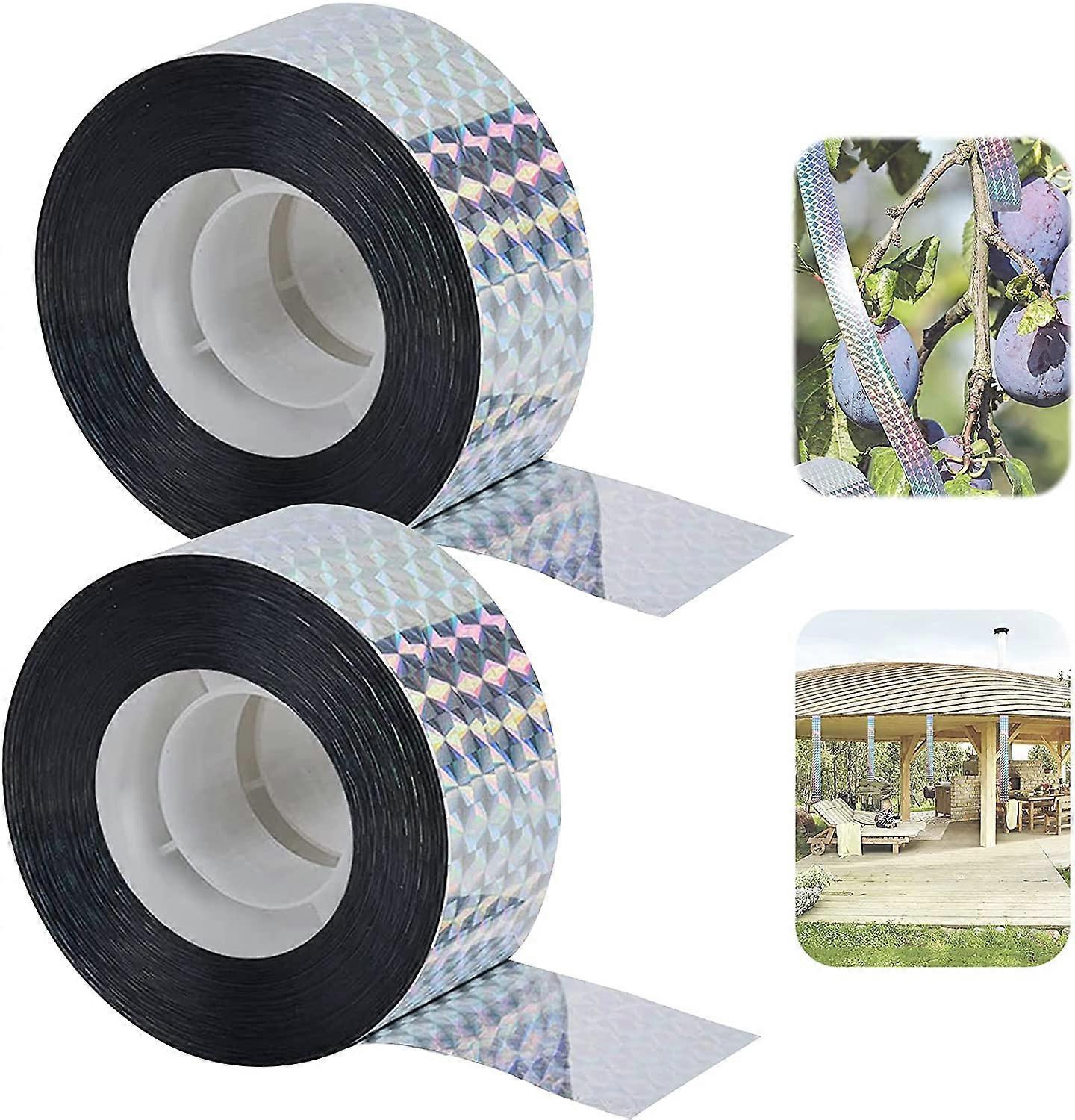 Reflective Bird Deterrent Tape, 2 Rolls Bird Repellent Tape, Pigeon Bird Deterrent Tape, for Protecting Balcony and Trees, Repelling Birds (2.4cm)