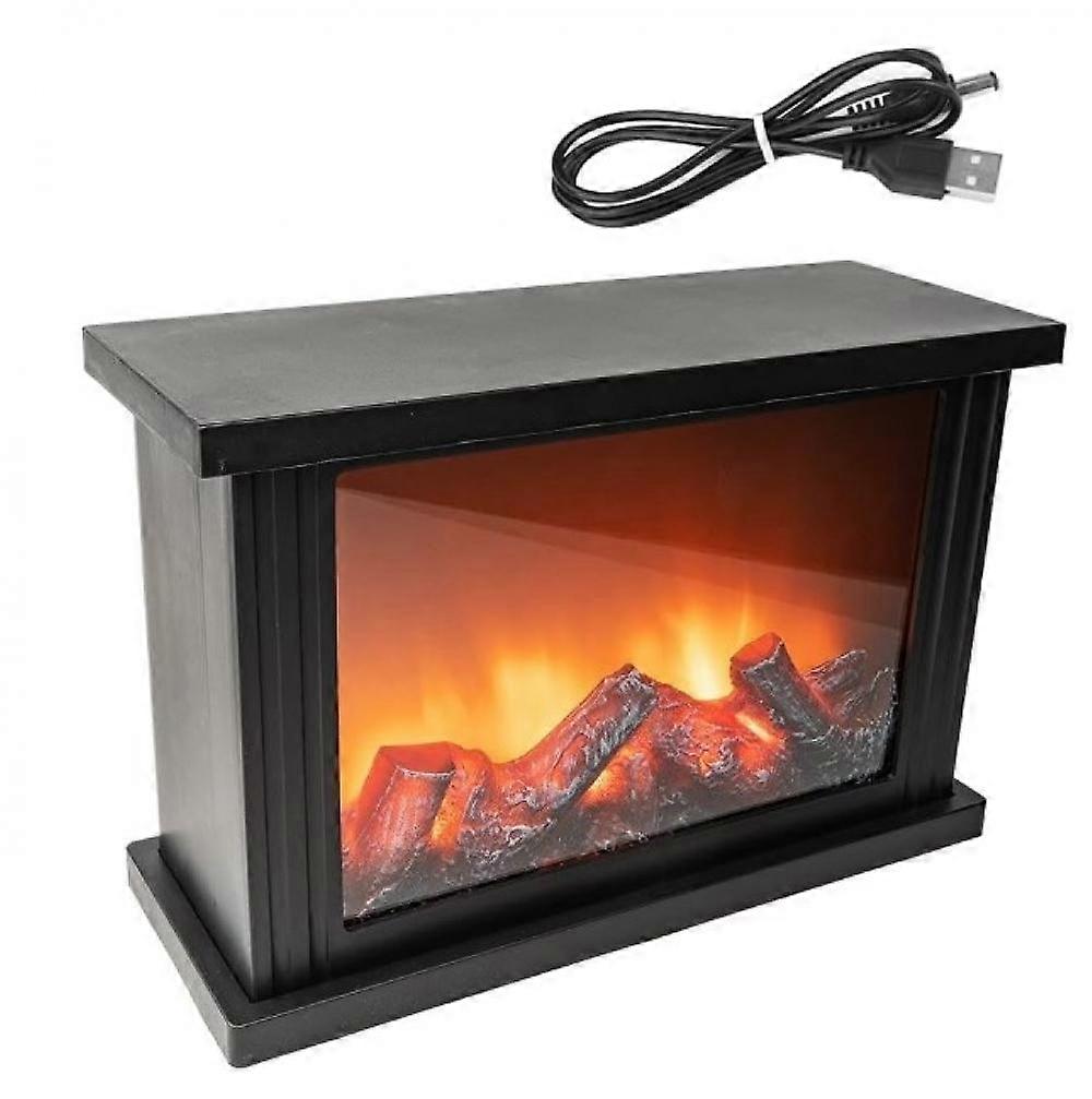 LED pejs, dekorativ pejs, elektrisk, [USB-drevet, batteri ikke inkluderet], ingen varmelegeme, realistisk flamme/flammeeffekt