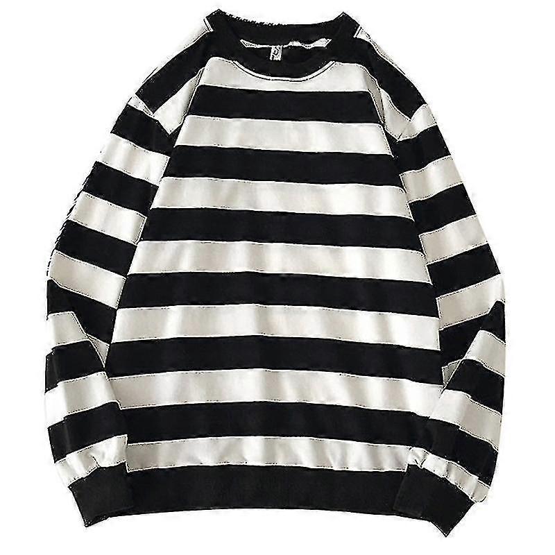 Pull imprimé rayé Femmes Mode O-neck Loose Casual Knit Pull pull