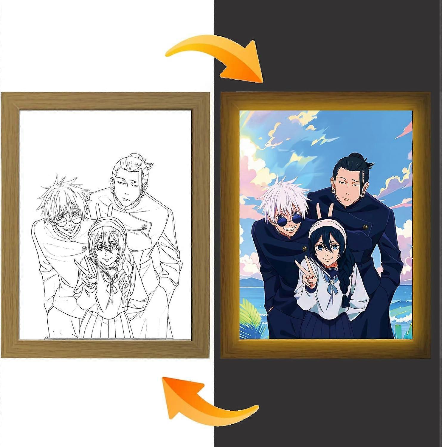 Jujutsu Kaisen LED Art - Gojo Satoru, Getou Suguru & Amanai Riko Edition, alimenté par USB, 3 modes d’éclairage