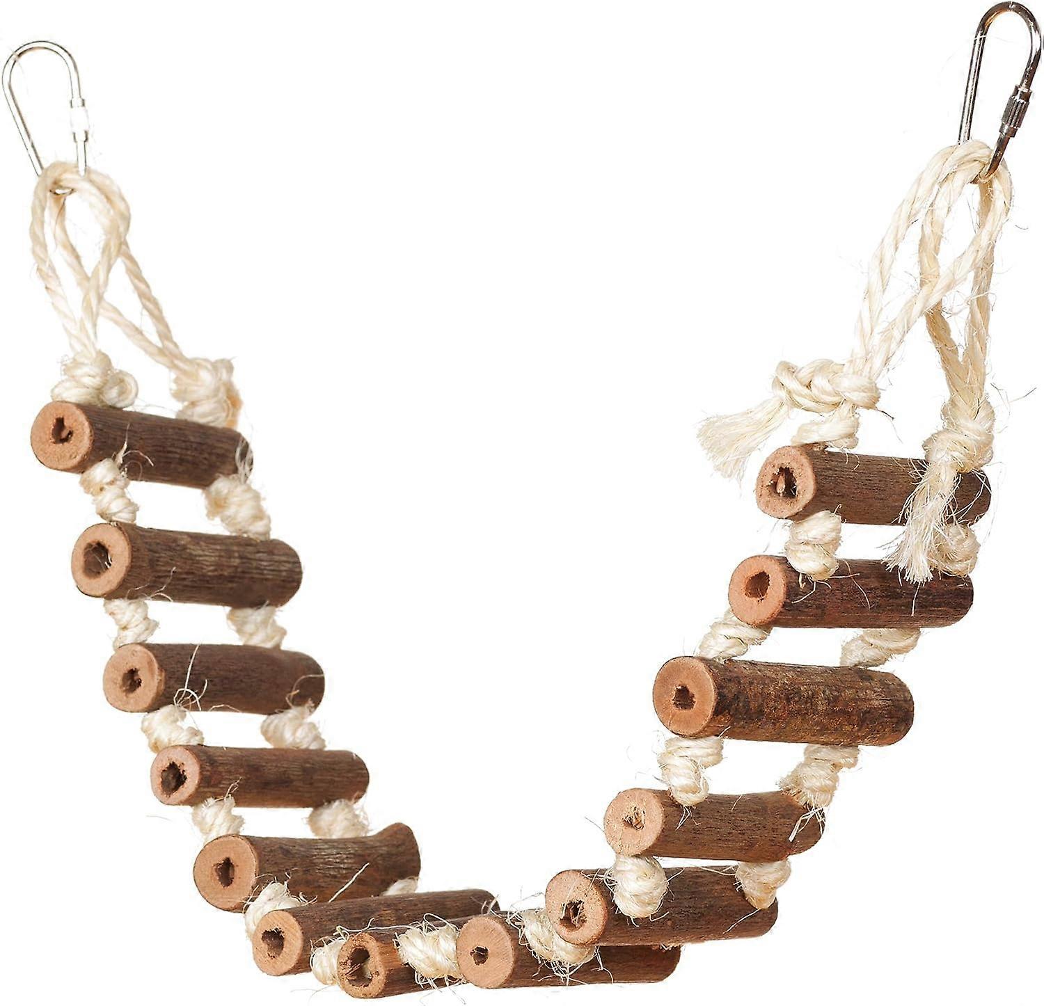 Bird Ladder Bridge, Raw Wood Hanging Toy for Budgies, Parrots - Durable, Swinging Footway