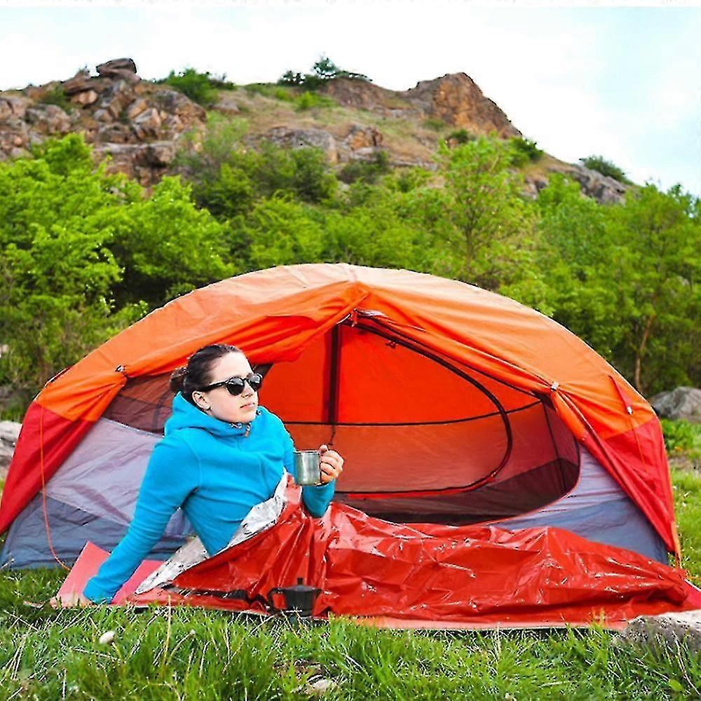 2 Pcs Survival Sleeping Bag Compatible Outdoor Camping,orange