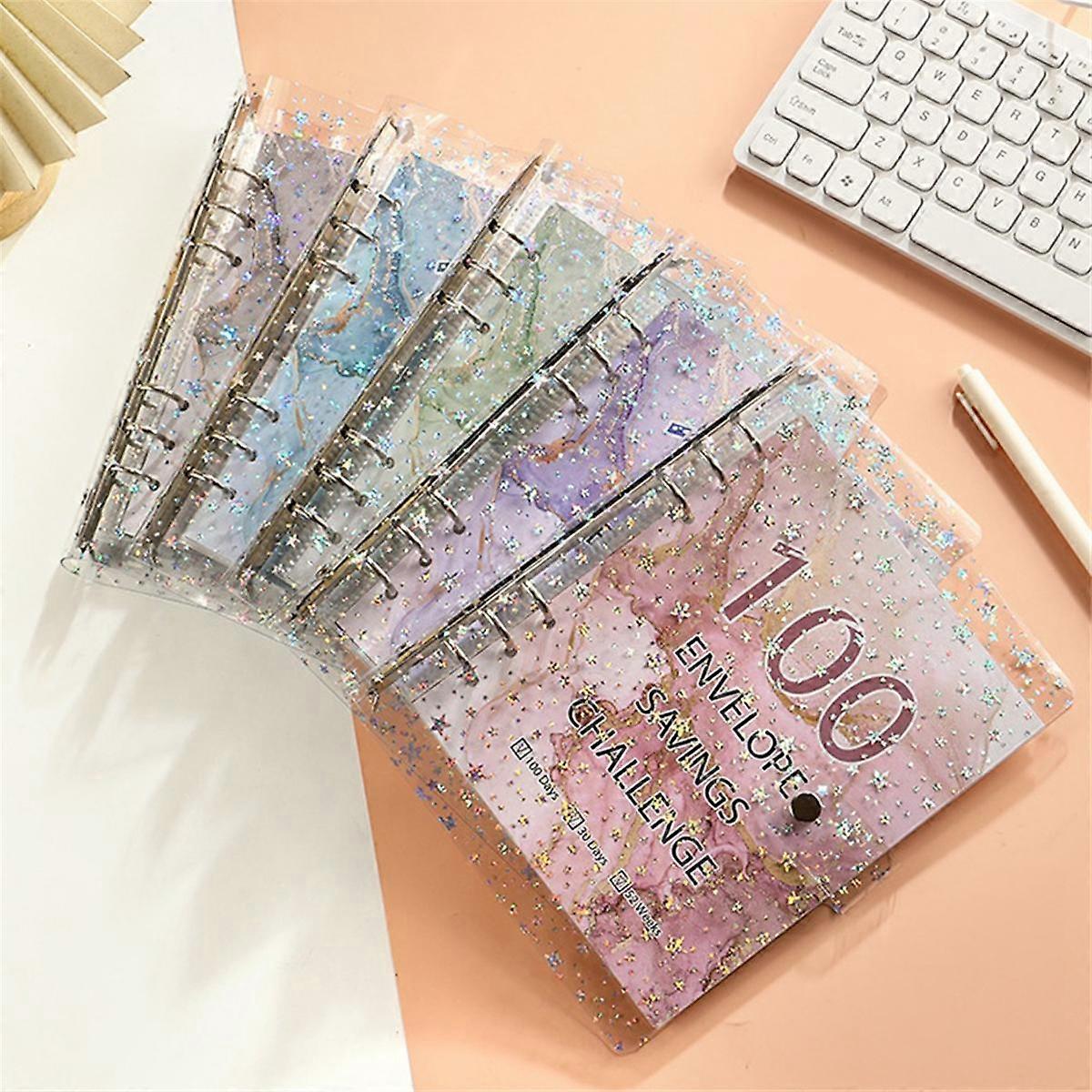 100 Envelope Challenge Binder Savings Binder for Save 5050 with Cash Envelopes for Budget Planning Blue