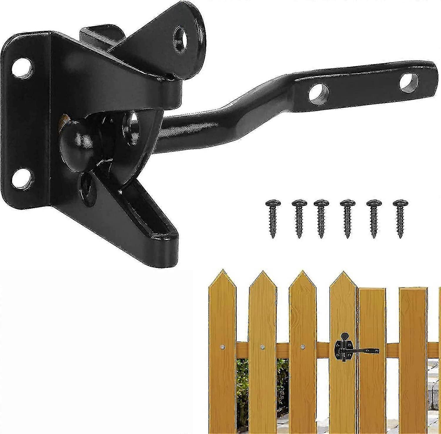 Dww-black Automatic Gate Latch Automatic Garden Gate Latch Garden Gate Lock With 6 Screws For Willow Farm Fence Gate