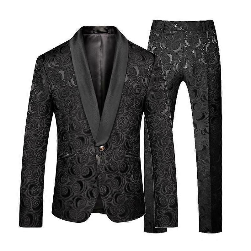 Men's Slim Fit Printed Suit 2 Piece,Blazers Pants