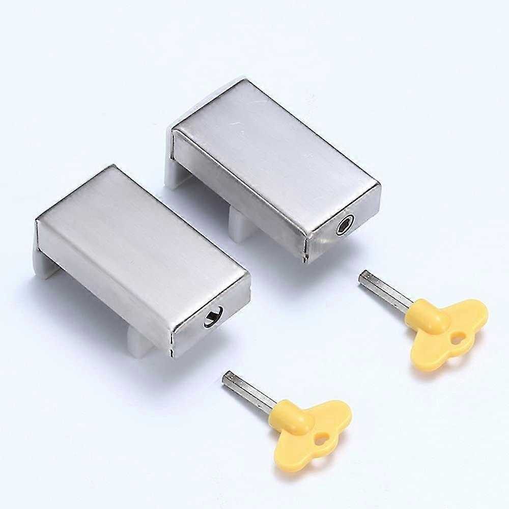 2 Packs Sliding Window Wedge Lock With Key Limiter Adjustable Sliding Door Frame Aluminum Alloy