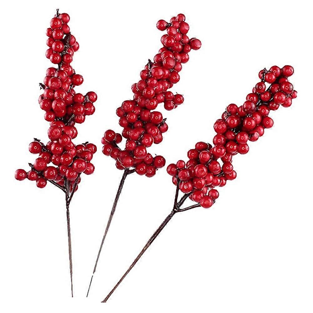 10PCS Artificial Red Berries Decorative Branches with Red Berries Autumn Branches Christmas Branch
