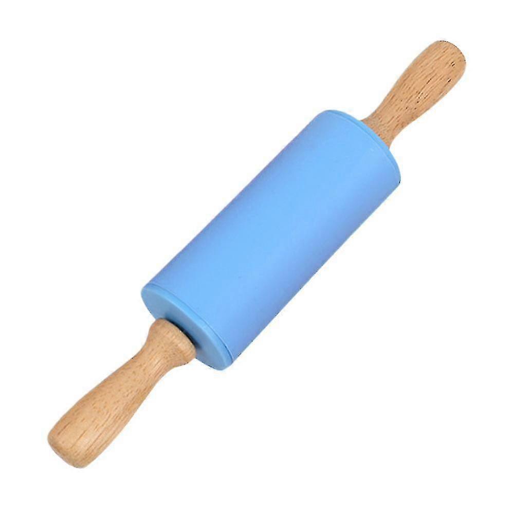 1pcs Silicone Rolling Pin For Baking - Nonstick Surface Wooden Handle- Dough Roller For Pizza