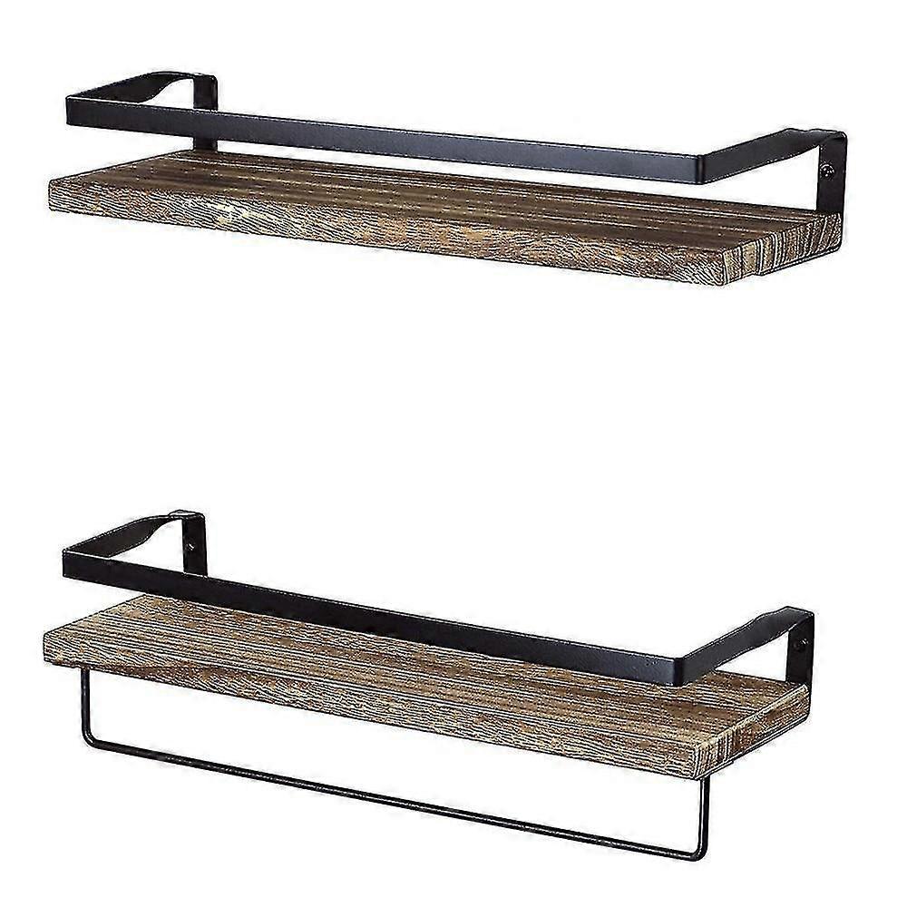 Rustic Floating Wall Shelves With Frame Set Of 2|storage Holders Racks