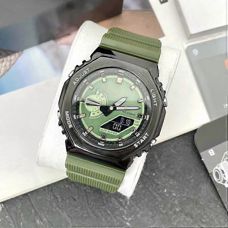 Full-featured Wrist Watch LED Dual Display Men Women Girl Steel Case Sports Electronic Analog Digital Ladies Waterproof Clock 01