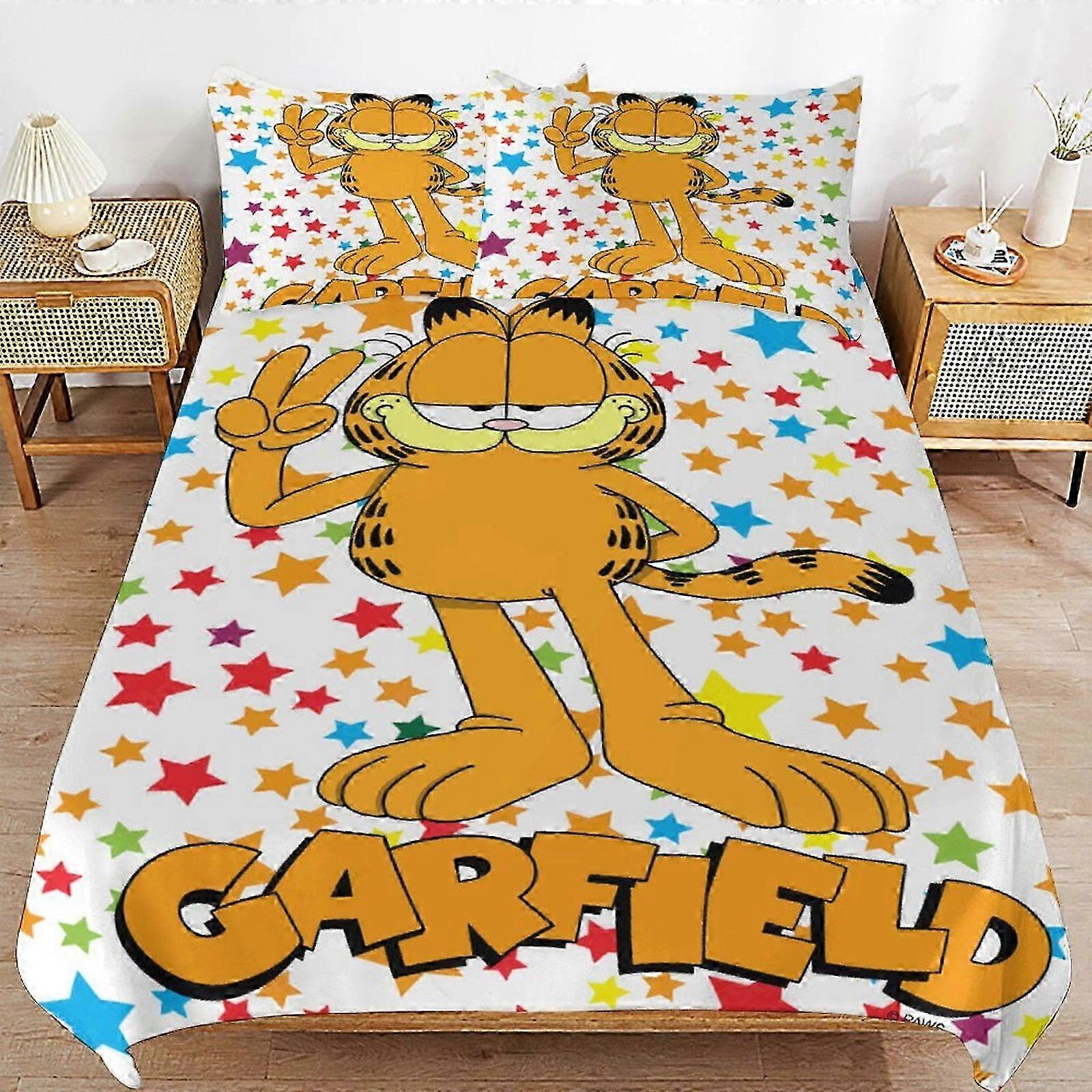 o3148 ملاءات سرير غارفيلد غطاء لحاف سرير ستوكات مفروشات Se3D مطبوعة خفيفة الوزن 3 قطع لحاف Se ، (1 غطاء لحاف و 2 غطاء وسادة) ملاءة سرير