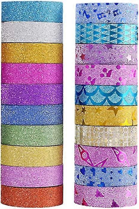 20 Rolls Glitter Washi Tape Colored