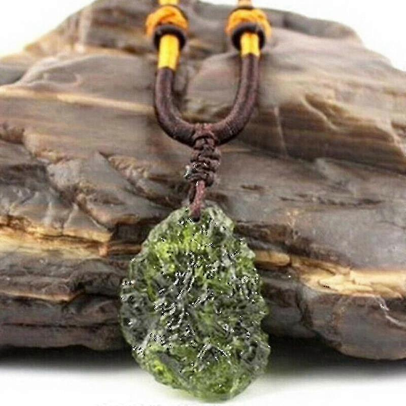 Φυσικό Moldavite πράσινο κρύσταλλο πέτρα κρεμαστό κολιέ/άνδρες κυρίες τραχύ Moldavite πέτρα ακανόνιστο κρεμαστό κολιέ σχοινιών κρεμαστό/φυσικό κρύσταλλο Ενέργειας St